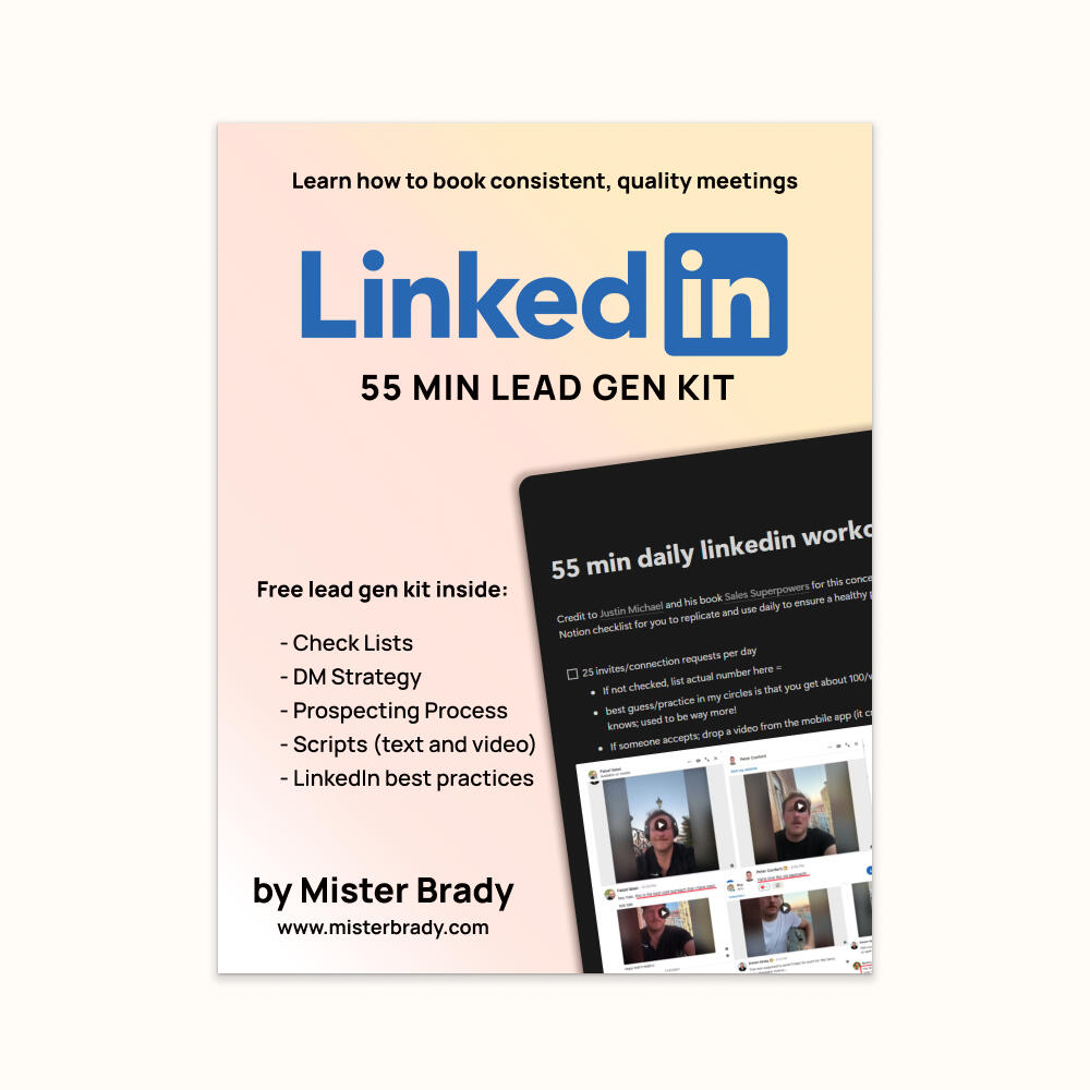 Cover of the LinkedIn Lead Gen Kit by Mister Brady